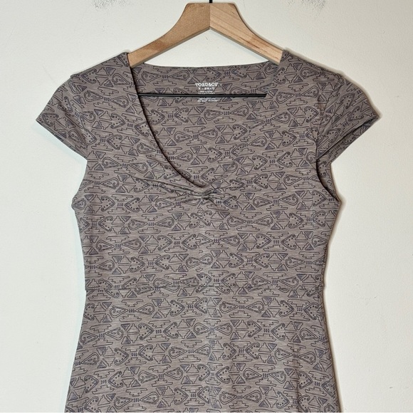 Toad & Co Taupe Allover Geometric Print Short Sleeve Rosemarie Dress Size XS - Picture 3 of 9